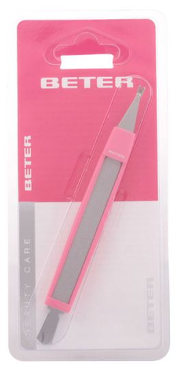 Triple-use cuticle cutter with pusher and file Triple-use cuticle cutter with pusher and file
