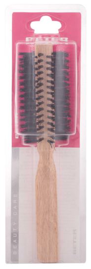 Oak wood round brush, mixed bristles, 61mm diam. Oak wood round brush, mixed bristles, 61mm diam.