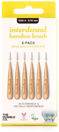Bamboo Interdental Brush Size 4: 0.70 mm Yellow 6 units Bamboo Interdental Brush Size 4: 0.70 mm Yellow 6 units