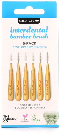 Interdental Brush Bamboo Size 3: 0.60 mm Blue 6 units Interdental Brush Bamboo Size 3: 0.60 mm Blue 6 units