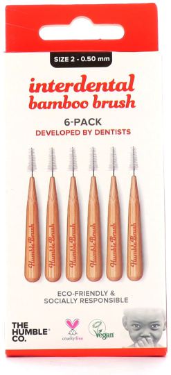Interdental Brush Bamboo Size 2: 0.50 mm Red 6 units Interdental Brush Bamboo Size 2: 0.50 mm Red 6 units