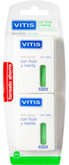Vitis Dental Tape with Fluorine and Mint 2x50 ml Vitis Dental Tape with Fluorine and Mint 2x50 ml