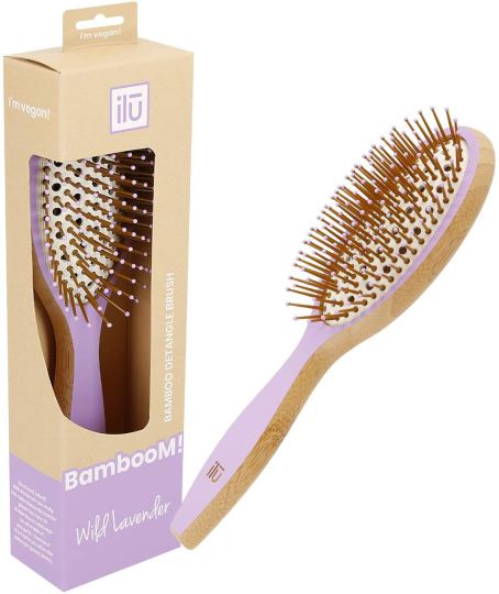 Bamboo Detangling Brush Oval Wild Lavender Medium Bamboo Detangling Brush Oval Wild Lavender Medium