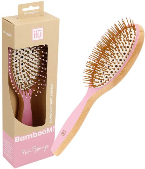 Large Pink Flamingo Oval Detangling Bamboo Brush Large Pink Flamingo Oval Detangling Bamboo Brush